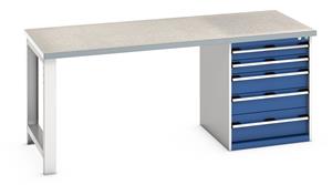 Bott Bench 2000x900x840mm with Lino Top and 5 Drawer Cabinet 41004112.**